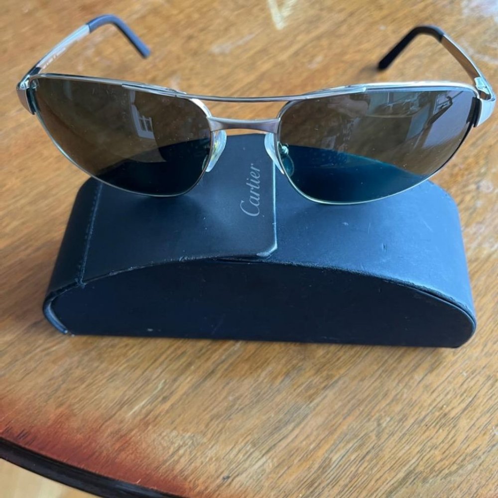 Cartier Santos Dumont Frame Black Color Lens Men's Sunglasses with Case